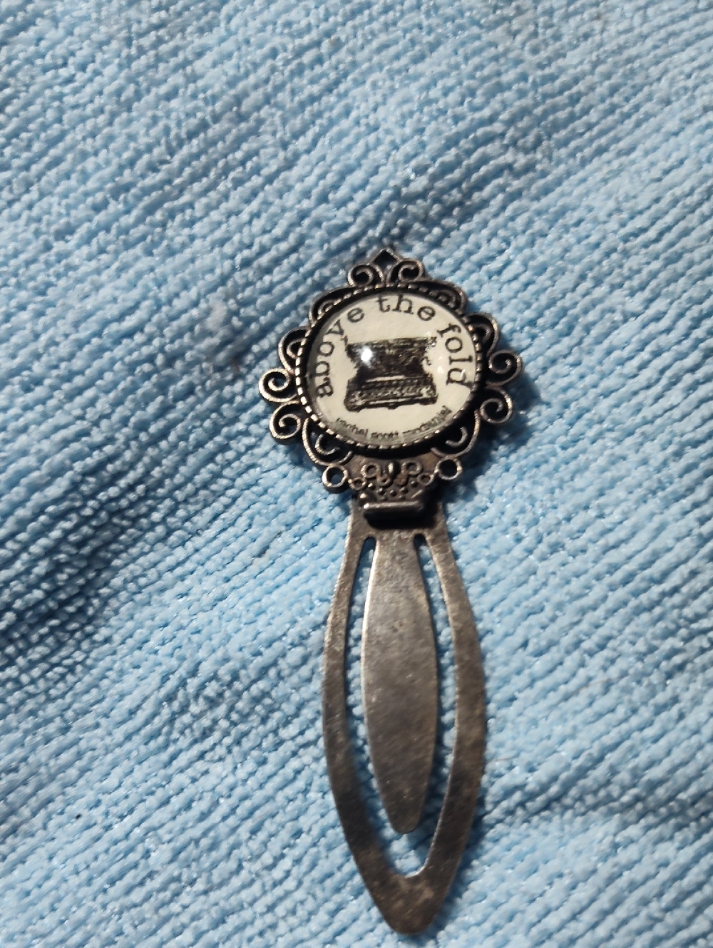 Vintage Rachel  scott Metal Bookmark  with 'Above the Fold' Typewriter Motif